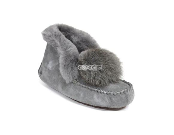 Женские мокасины Alena Pom Pom Grey