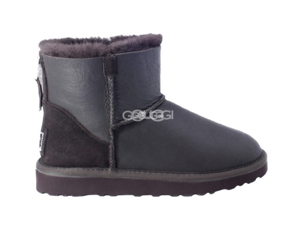 Женские мини угги на молнии Classic Mini ZIP Metallic Chocolate