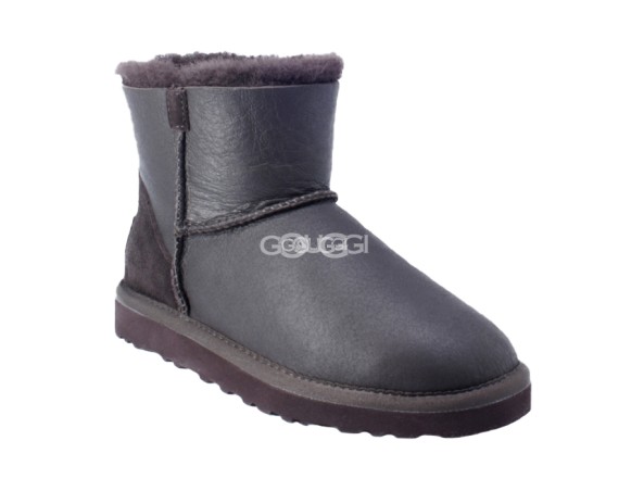 Женские мини угги на молнии Classic Mini ZIP Metallic Chocolate