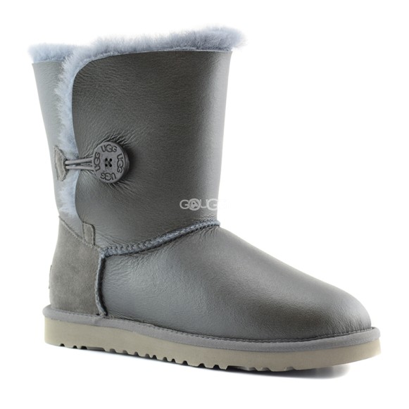 Женские короткие угги с пуговицей Bailey Button Metallic Grey-2