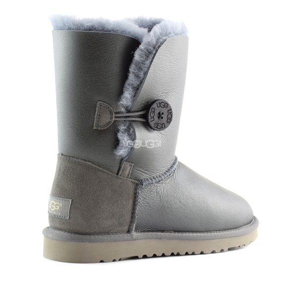 Женские короткие угги с пуговицей Bailey Button Metallic Grey-2