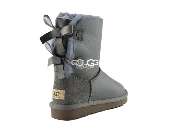 Женские угги с бантиками Bailey Bow Metallic Gray