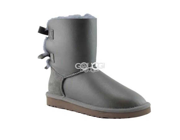 Женские угги с бантиками Bailey Bow Metallic Gray