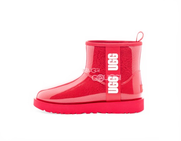 Женские прозрачные мини угги Classic Clear Mini Ribbon Red