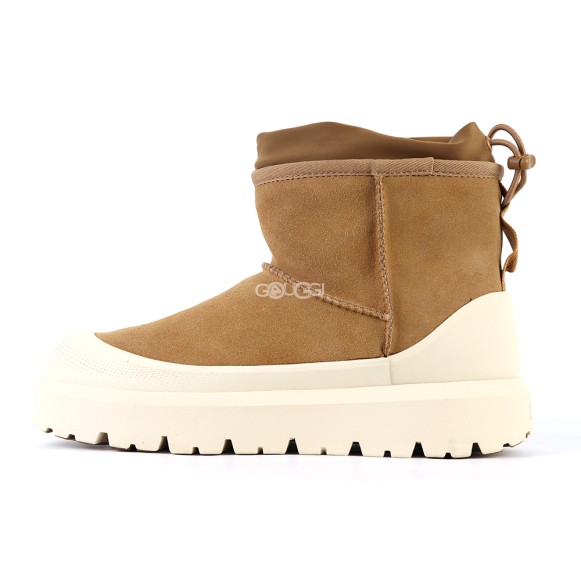 Женские мини угги с галошами Ugg Classic Mini Weather Hybrid Whitecap (Угг Классик мини хабрид белые)