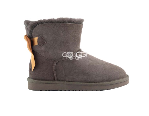 Женские мини угги с бантиками Bailey Bow Mini Medallion Chocolate