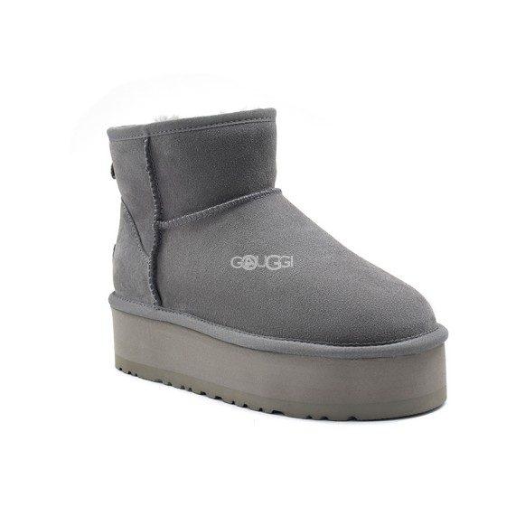 Женские мини угги на платформе Ugg Classic Mini Platform Grey