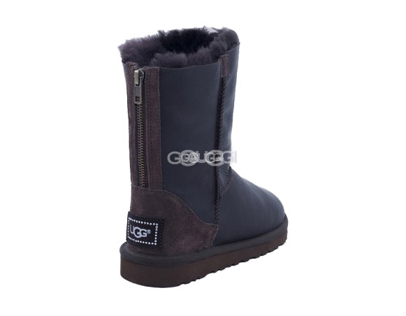 Женские короткие угги на молнии Classic Short ZIP Metallic Chocolate