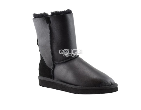 Женские короткие угги на молнии Classic Short ZIP Metallic Black