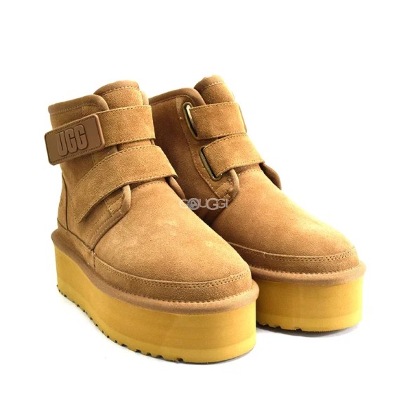 Женские короткие угги на платформе Ugg Classic Short Suede Platform Chestnut