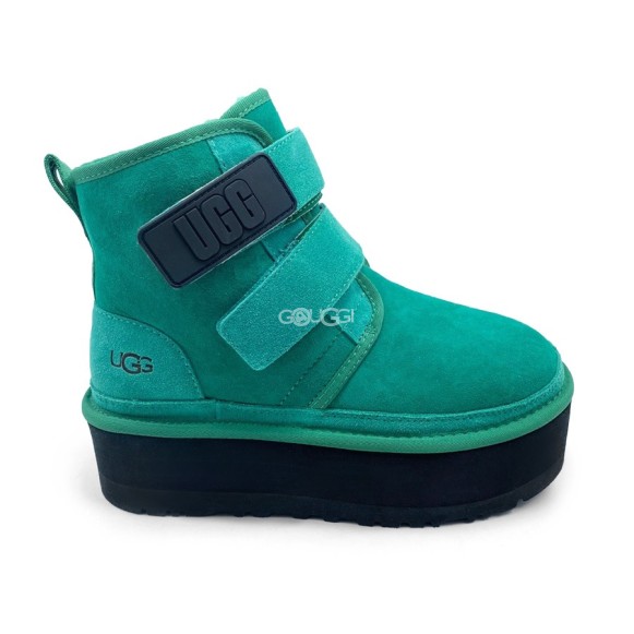 Женские короткие угги на платформе Ugg Classic Short Suede Platform Green